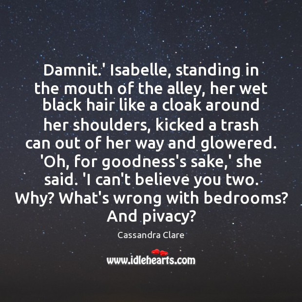 Damnit.’ Isabelle, standing in the mouth of the alley, her wet Cassandra Clare Picture Quote