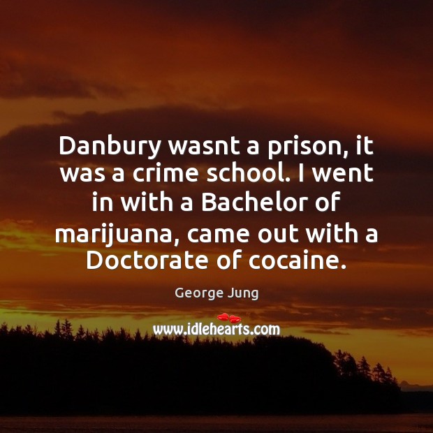 Danbury wasnt a prison, it was a crime school. I went in George Jung Picture Quote