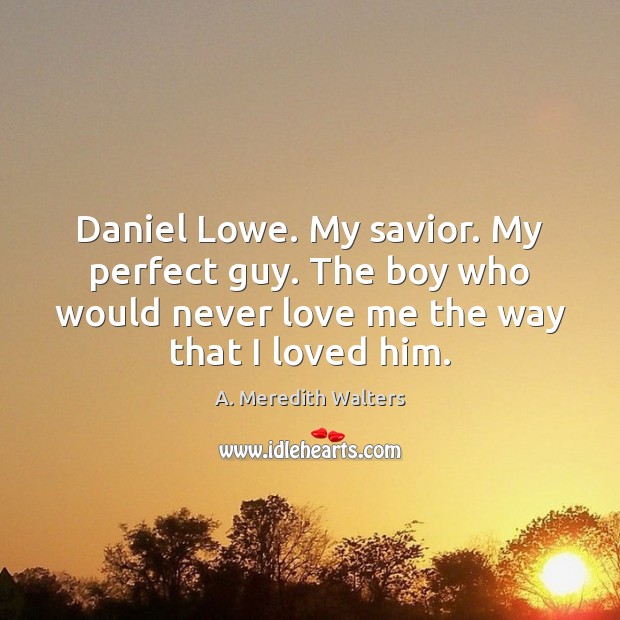 Daniel Lowe. My savior. My perfect guy. The boy who would never A. Meredith Walters Picture Quote