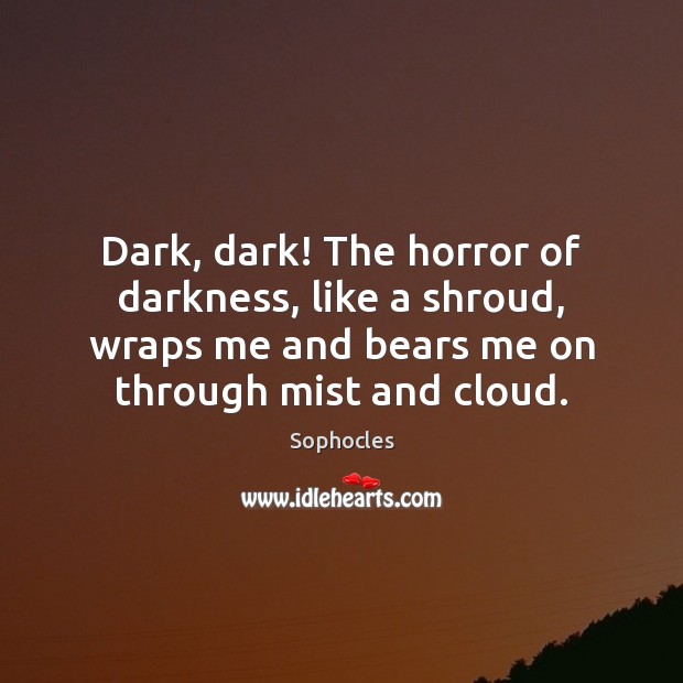 Dark, dark! The horror of darkness, like a shroud, wraps me and Sophocles Picture Quote