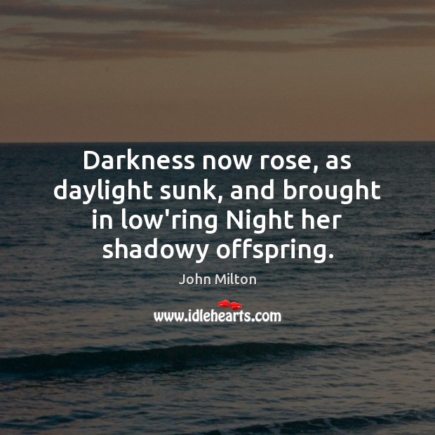 Darkness now rose, as daylight sunk, and brought in low’ring Night her shadowy offspring. 