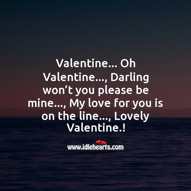 Darling won’t you please be mine. Valentine’s Day Messages Image