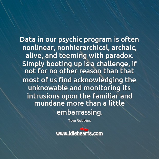 Data in our psychic program is often nonlinear, nonhierarchical, archaic, alive, and Image