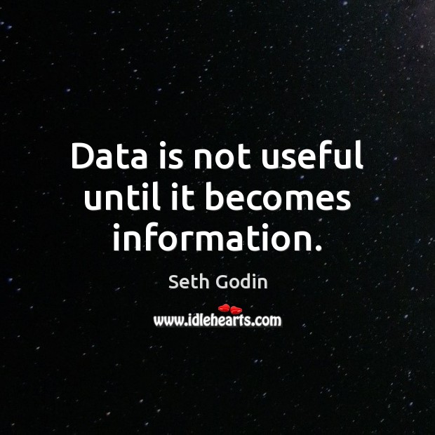 Data is not useful until it becomes information. Data Quotes Image