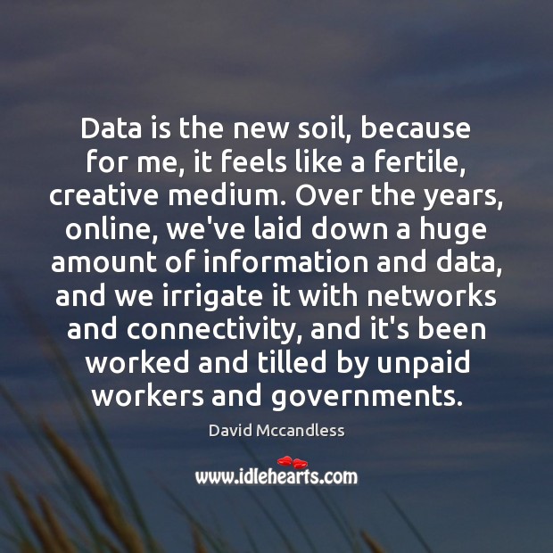 Data is the new soil, because for me, it feels like a David Mccandless Picture Quote