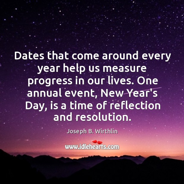 Dates that come around every year help us measure progress in our Joseph B. Wirthlin Picture Quote
