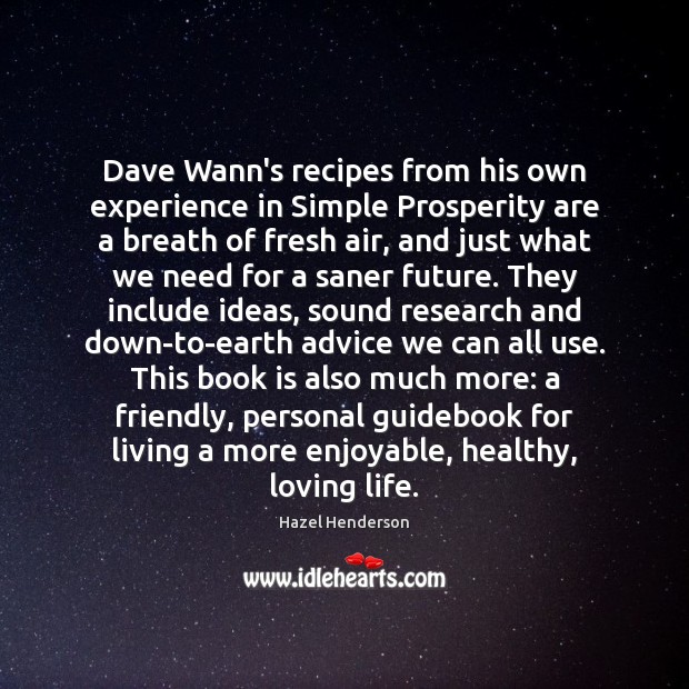 Dave Wann’s recipes from his own experience in Simple Prosperity are a Image