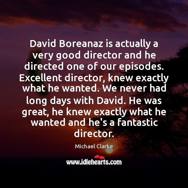 David Boreanaz is actually a very good director and he directed one Michael Clarke Picture Quote