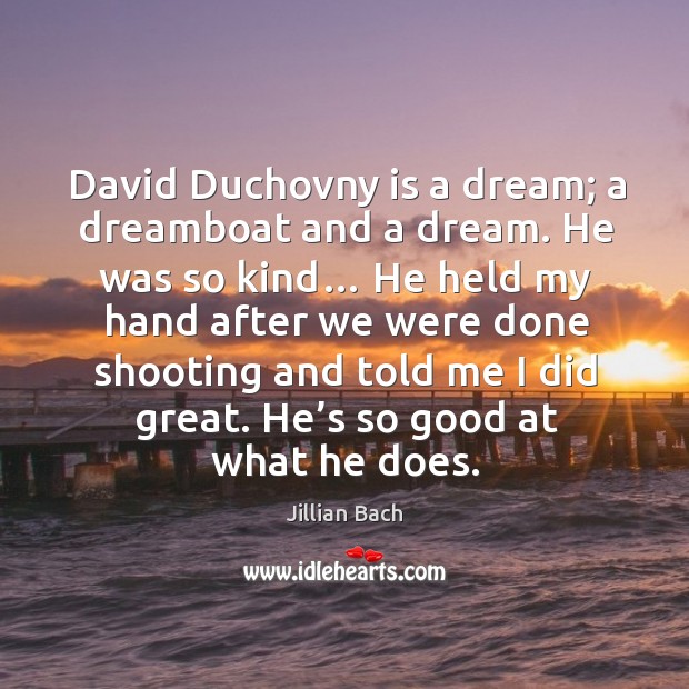 David duchovny is a dream; a dreamboat and a dream. Jillian Bach Picture Quote