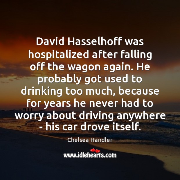 David Hasselhoff was hospitalized after falling off the wagon again. He probably Chelsea Handler Picture Quote