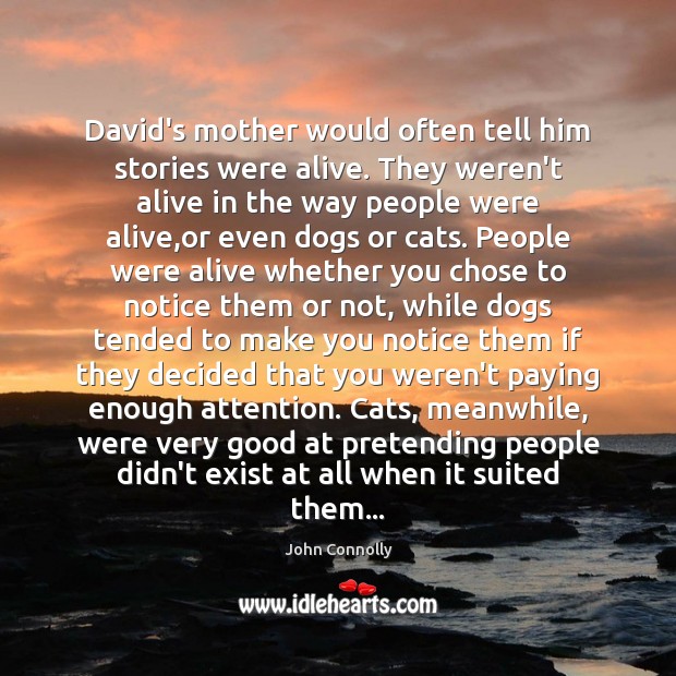 David’s mother would often tell him stories were alive. They weren’t alive John Connolly Picture Quote