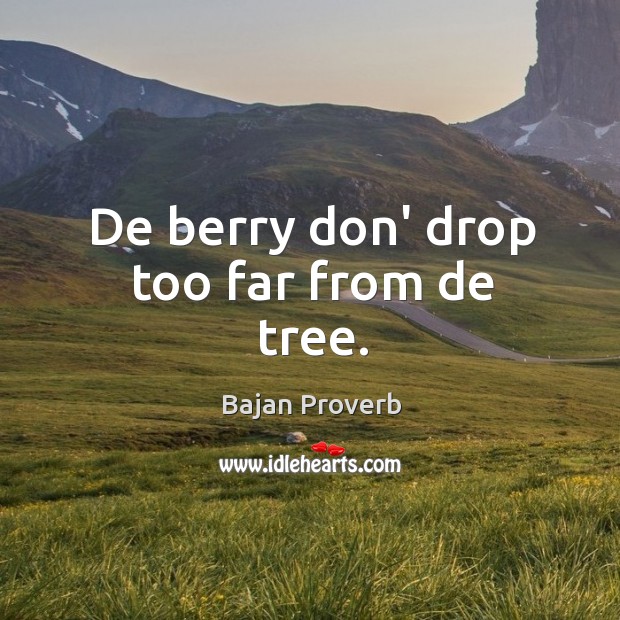 De berry don’ drop too far from de tree. Bajan Proverbs Image