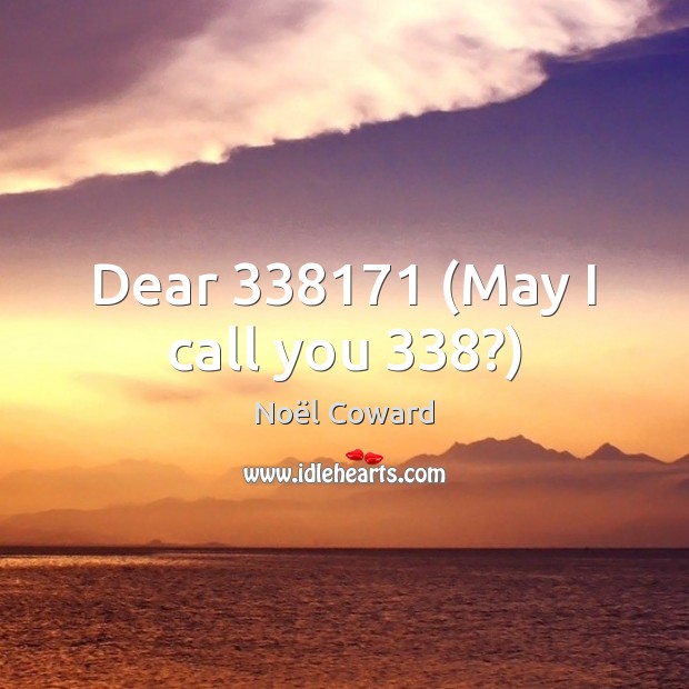 Dear 338171 (May I call you 338?) Image
