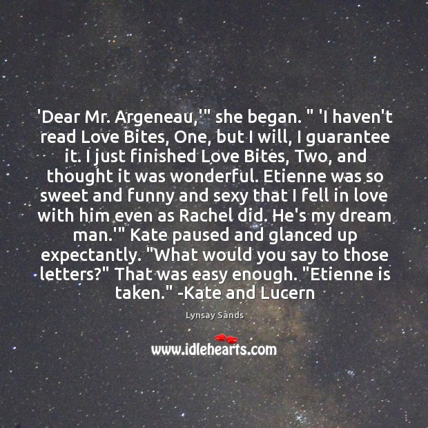 ‘Dear Mr. Argeneau,'” she began. ” ‘I haven’t read Love Bites, One, Image
