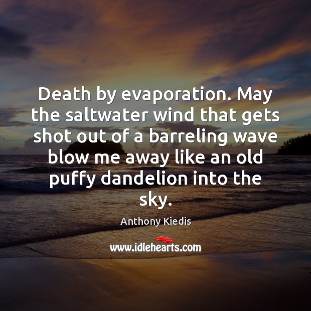 Death by evaporation. May the saltwater wind that gets shot out of Anthony Kiedis Picture Quote