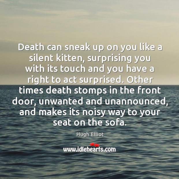 Death can sneak up on you like a silent kitten, surprising you Hugh Elliot Picture Quote
