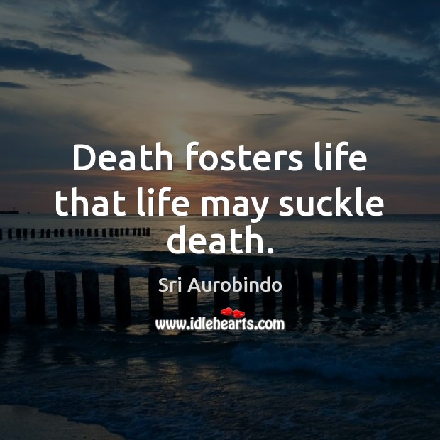 Death fosters life that life may suckle death. Sri Aurobindo Picture Quote