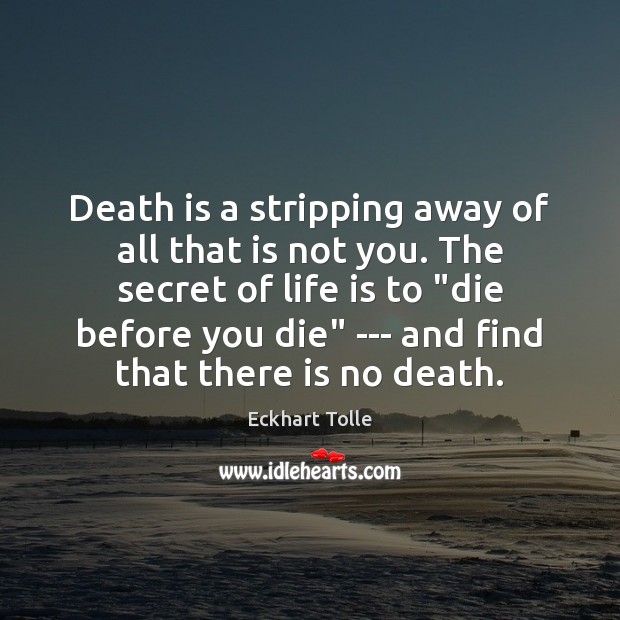 Death is a stripping away of all that is not you. The Image