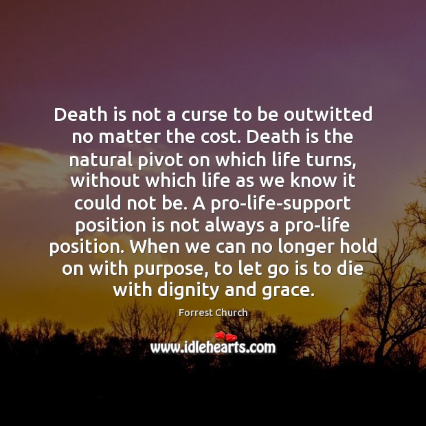 Death is not a curse to be outwitted no matter the cost. Forrest Church Picture Quote