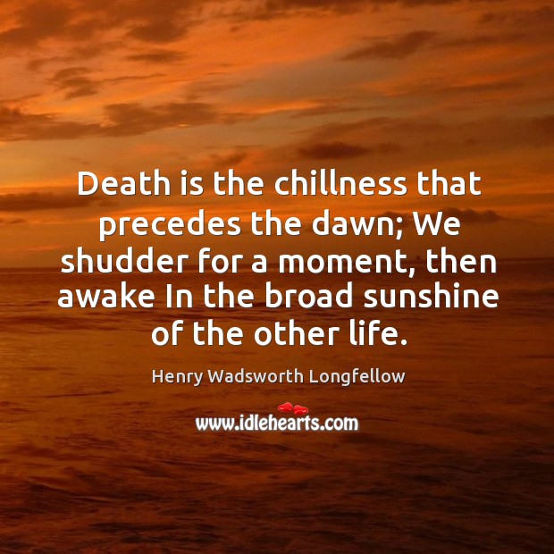Death is the chillness that precedes the dawn; We shudder for a Image