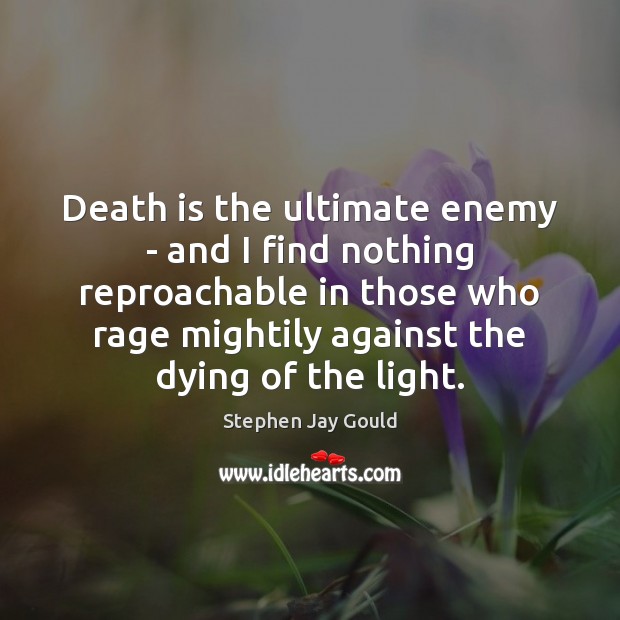 Death is the ultimate enemy – and I find nothing reproachable in Stephen Jay Gould Picture Quote