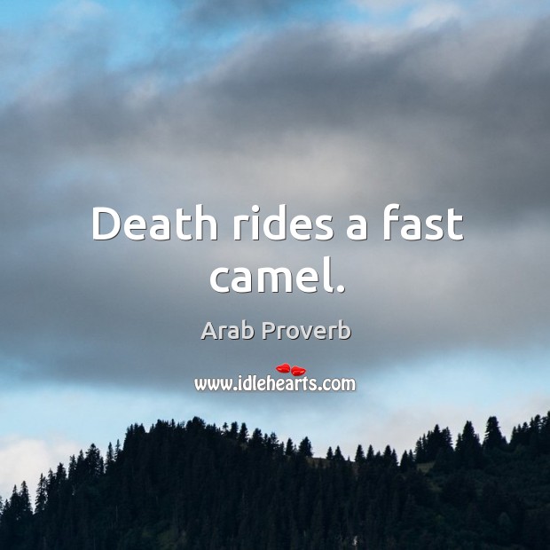 Death rides a fast camel. Arab Proverbs Image