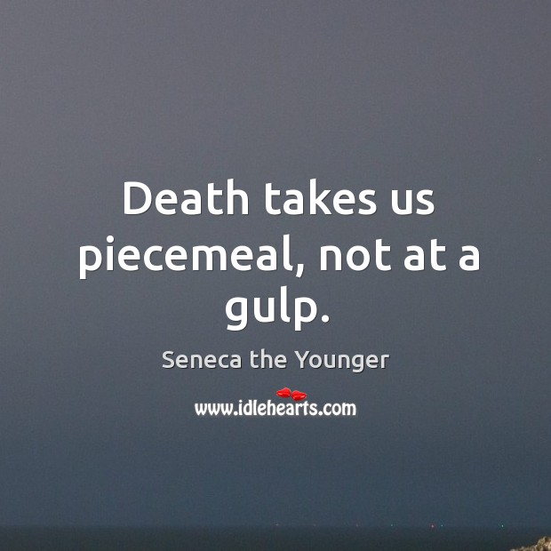 Death takes us piecemeal, not at a gulp. Seneca the Younger Picture Quote