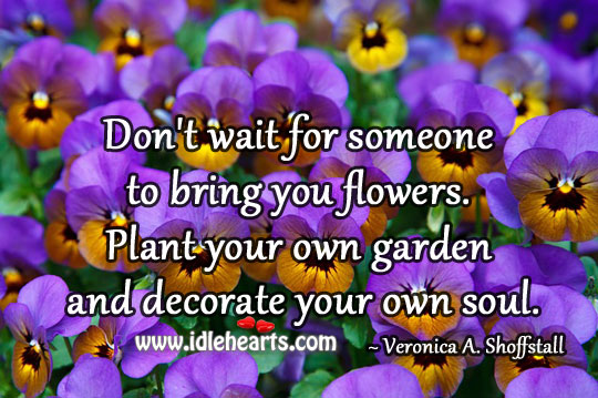 Plant your own garden and decorate your own soul. Veronica A. Shoffstall Picture Quote