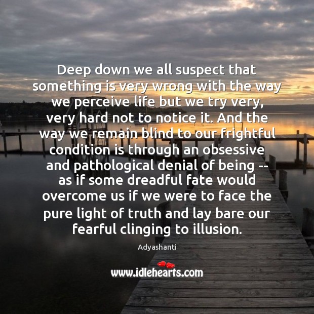 Deep down we all suspect that something is very wrong with the Adyashanti Picture Quote
