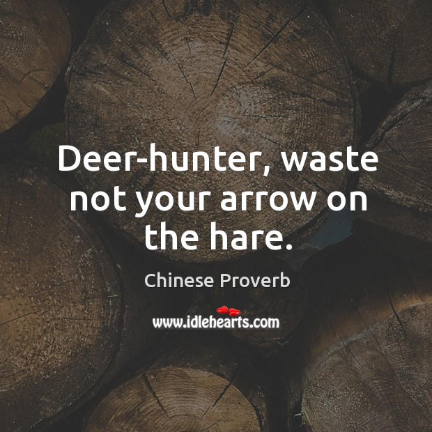 Deer-hunter, waste not your arrow on the hare. Image