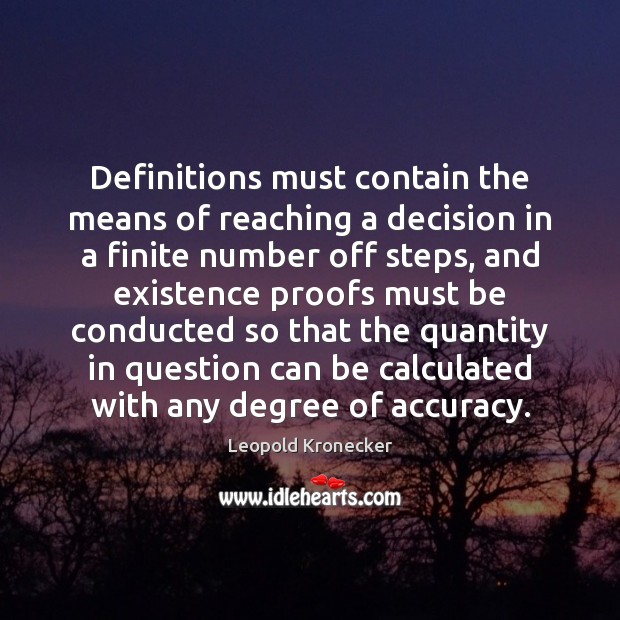 Definitions must contain the means of reaching a decision in a finite Image