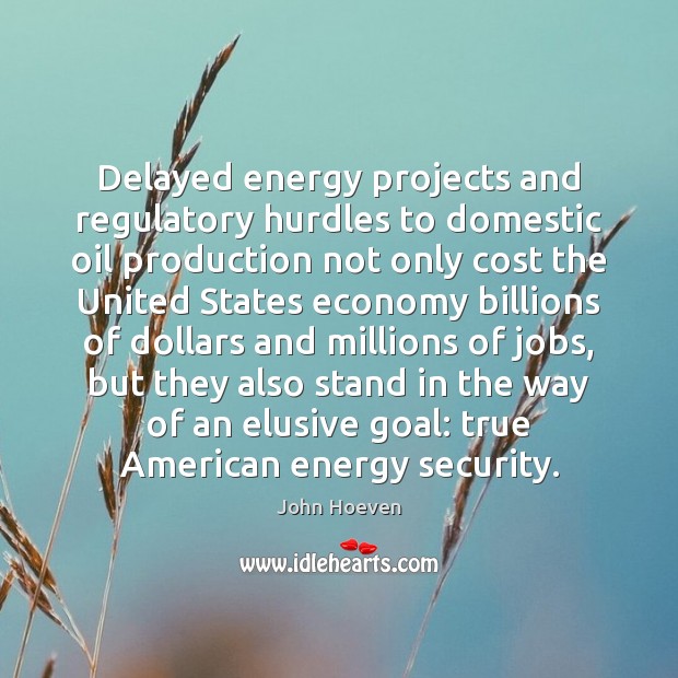 Delayed energy projects and regulatory hurdles to domestic oil production not only Economy Quotes Image