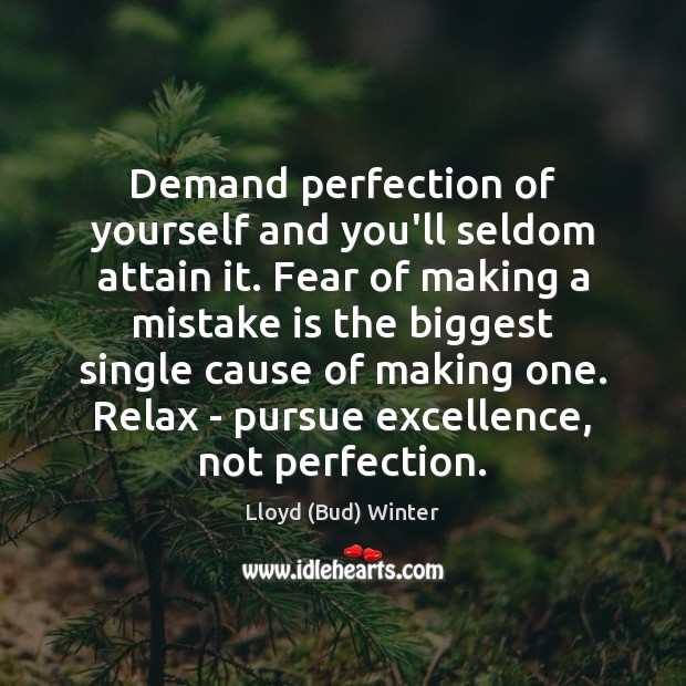 Demand perfection of yourself and you’ll seldom attain it. Fear of making Mistake Quotes Image