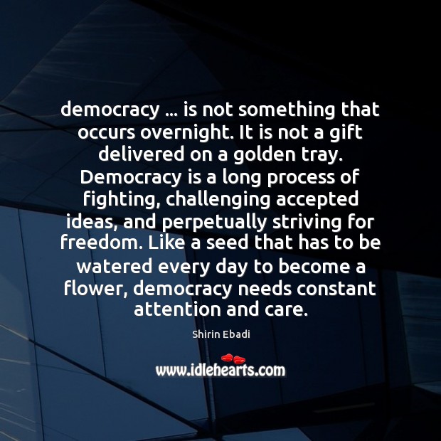 Democracy … is not something that occurs overnight. It is not a gift Democracy Quotes Image