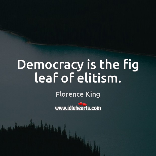 Democracy is the fig leaf of elitism. Florence King Picture Quote