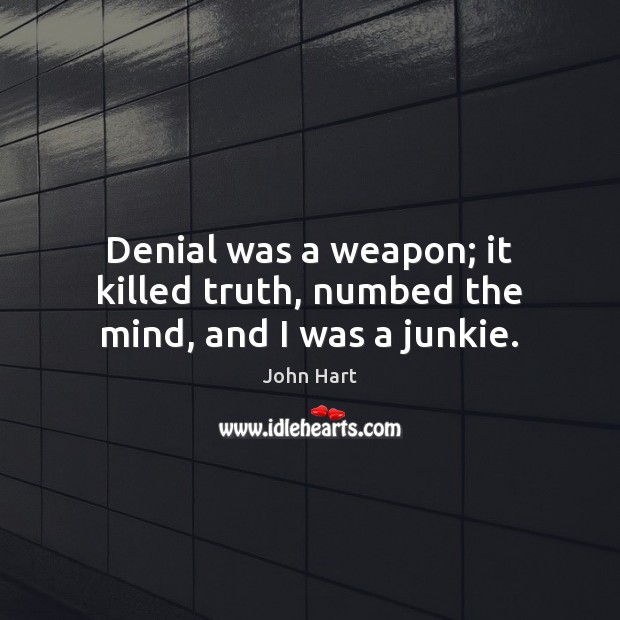Denial was a weapon; it killed truth, numbed the mind, and I was a junkie. Image