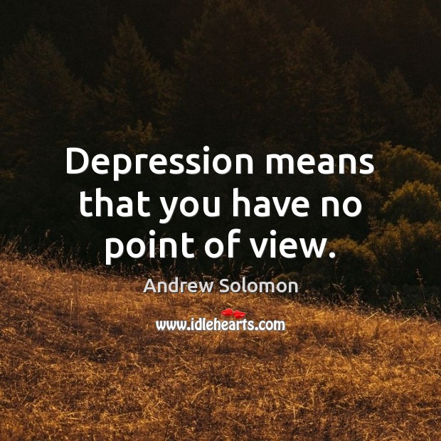 Depression means that you have no point of view. Andrew Solomon Picture Quote
