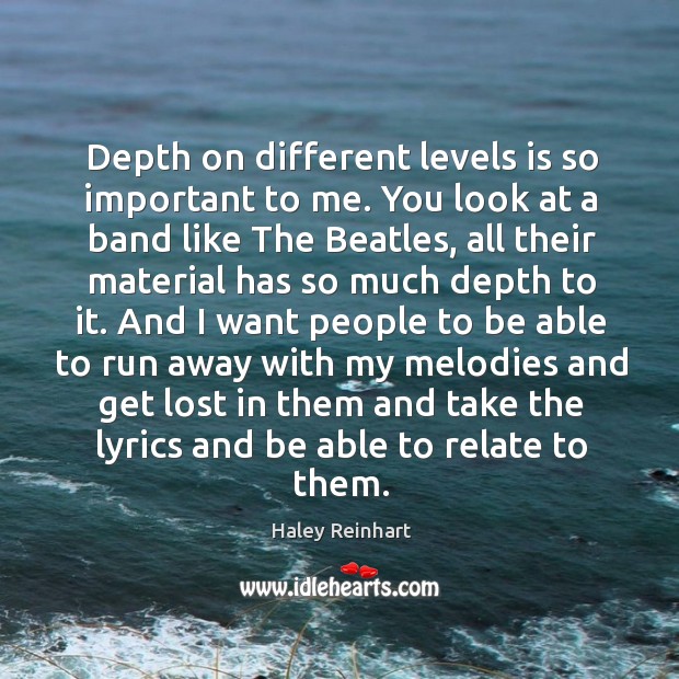 Depth on different levels is so important to me. Haley Reinhart Picture Quote