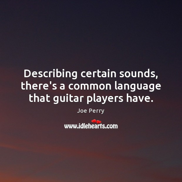 Describing certain sounds, there’s a common language that guitar players have. Joe Perry Picture Quote