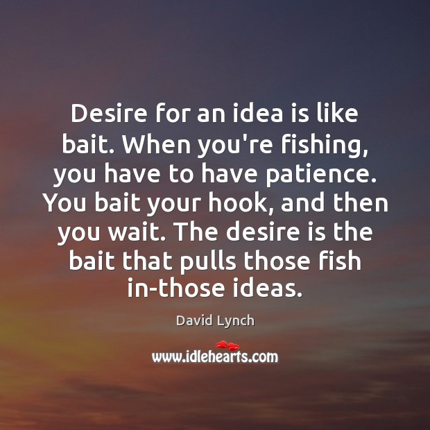 Desire for an idea is like bait. When you’re fishing, you have David Lynch Picture Quote