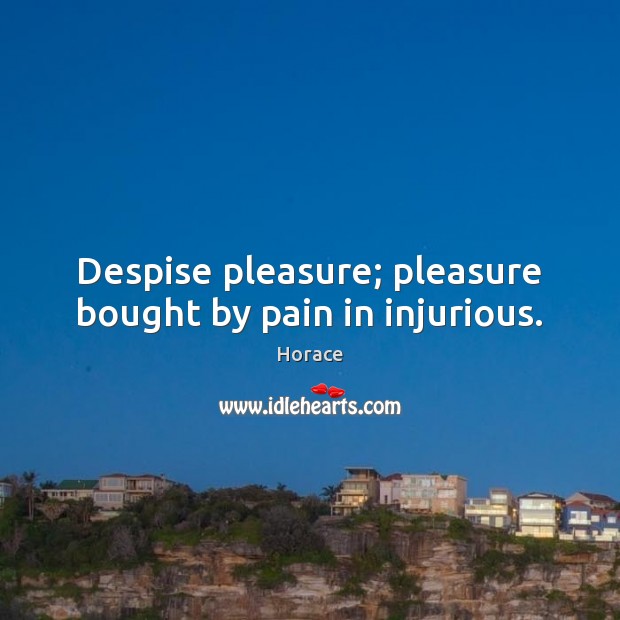 Despise pleasure; pleasure bought by pain in injurious. Horace Picture Quote