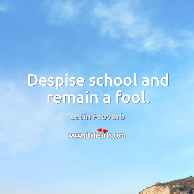 Despise school and remain a fool. Image