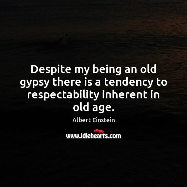 Despite my being an old gypsy there is a tendency to respectability inherent in old age. Image