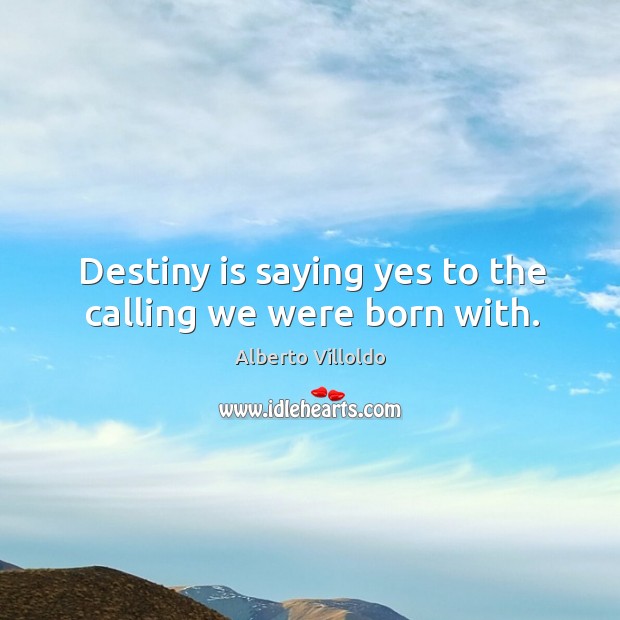 Destiny is saying yes to the calling we were born with. Alberto Villoldo Picture Quote