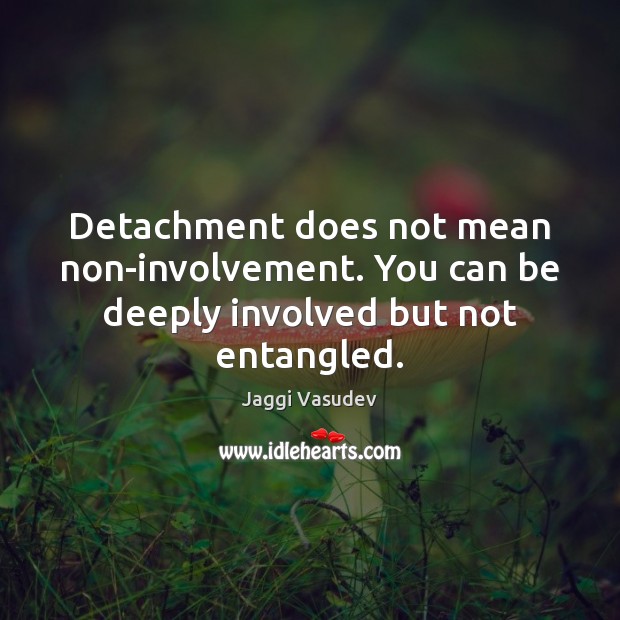 Detachment does not mean non-involvement. You can be deeply involved but not entangled. Jaggi Vasudev Picture Quote