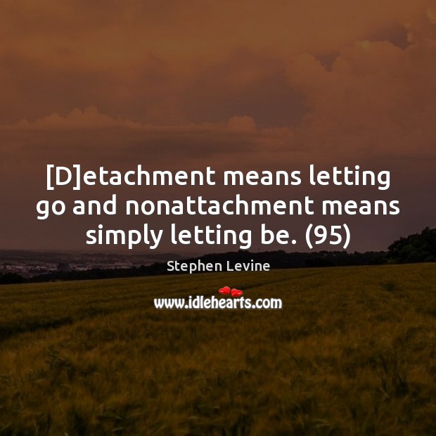 [D]etachment means letting go and nonattachment means simply letting be. (95) Stephen Levine Picture Quote
