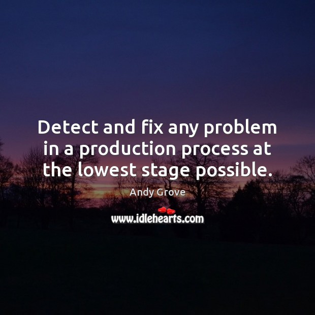 Detect and fix any problem in a production process at the lowest stage possible. Image