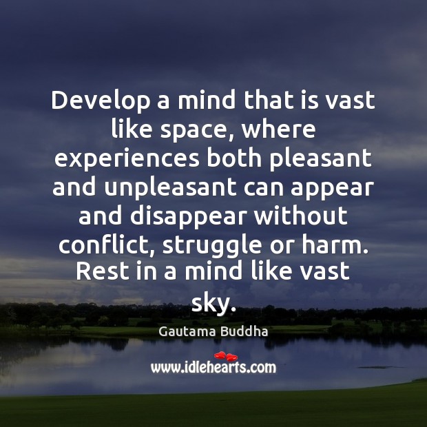 Develop a mind that is vast like space, where experiences both pleasant Image
