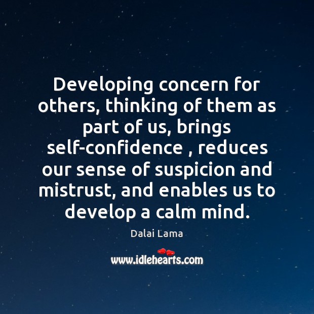 Developing concern for others, thinking of them as part of us, brings Image