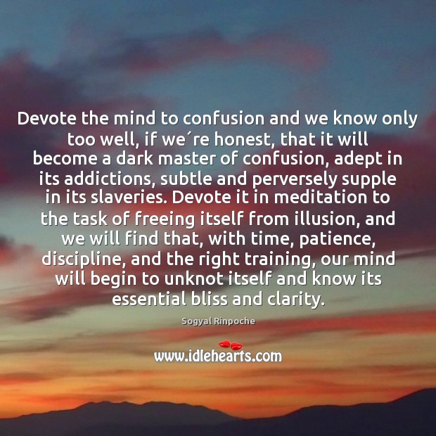 Devote the mind to confusion and we know only too well, if Sogyal Rinpoche Picture Quote